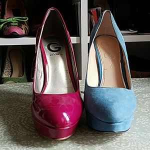 FINAL SALE… Patent Fushia Guess, Suede lt blue Jessica Simpson